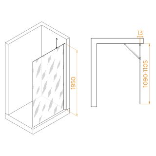 Душевая перегородка RGW WA-110B 351011011-24 110 см профиль чёрный стекло матовое-сатинат
