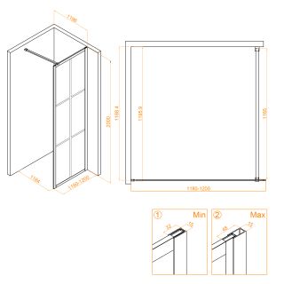 Душевая перегородка RGW WA-110Gb 351011012-16 120см брашированное золото