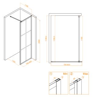Душевая перегородка RGW WA-110Gb 351011008-16 80см брашированное золото