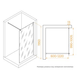 Душевая перегородка RGW WA-210B 351021010-14 100 см профиль чёрный стекло прозрачное