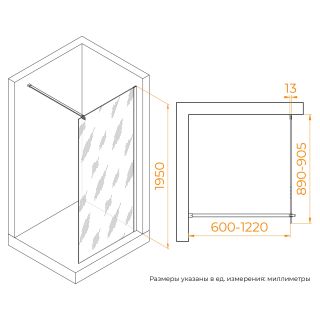 Душевая перегородка RGW WA-210B 351021009-14 90 см профиль чёрный стекло прозрачное