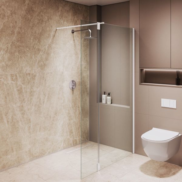 Душевая перегородка RGW WA-050W WA-002W + Z-070W 351005003-15 100 см профиль белый стекло прозрачное