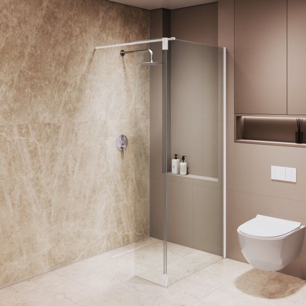 Душевая перегородка RGW WA-050W WA-002W + Z-070W 351005003-15 100 см профиль белый стекло прозрачное