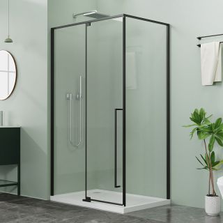 Душевой уголок Azario Male AZ-J50-90-MB-CL 90x90 см профиль чёрный матовый стекло прозрачное