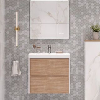 Тумба под раковину подвесная Velvex Gesso tp.GES.9696.70.2Y белый матовый/дуб сонома, 70 см Тумба под раковину подвесная Velvex Gesso tp.GES.9696.70.2Y белый матовый/дуб сонома, 70 см