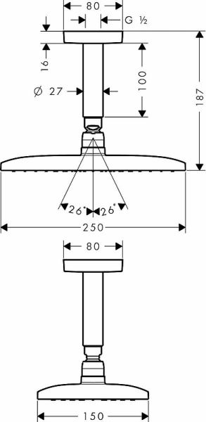 Верхний душ Hansgrohe Raindance 27383000 хром