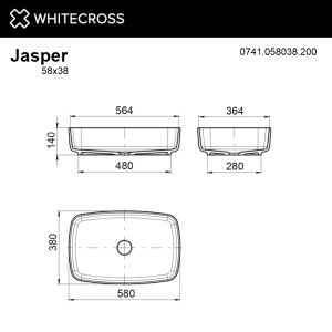 Раковина WHITECROSS Jasper 0741.058038.200 58 см белый матовый