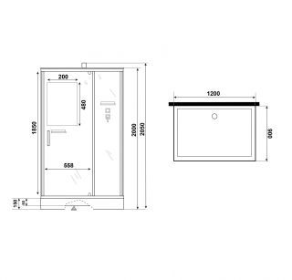 Душевая кабина Niagara Standart ST120/90/15Q/BK 120x90 см профиль белый стекло прозрачное