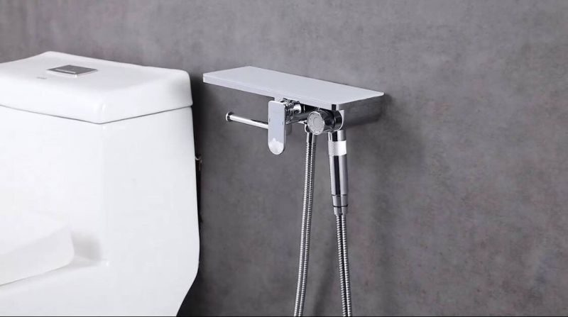 Гигиенический душ Gappo G7295-10 с полочкой и бумагодержателем хром