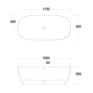 Ванна из искусственного камня Kludi Resa S 53BF0153 170x80 см белый матовый