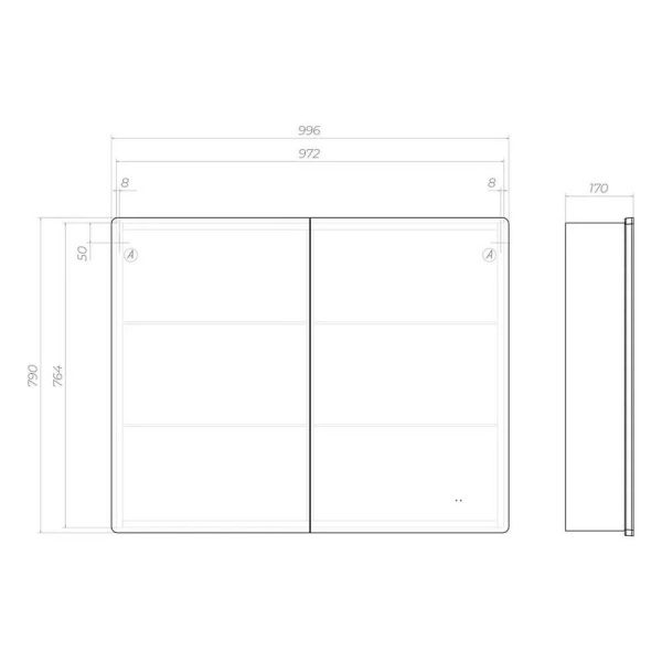 Зеркальный шкаф с подсветкой Vigo Geometry 222 100 см