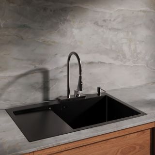 Мойка для кухни с правым крылом и дозатор РМС MRK-7851BL-R тёмный графит