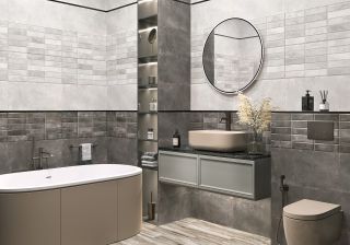 Плитка New Trend настенная Эльбрус Брик темно-серый / Elbrus Brick Graphite WT36ELR17 300х600х9