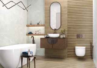 Керамическая плитка Delacora настенная Рокстайл серый / Rockstyle Gray WT93ROK15 300х900х10,5