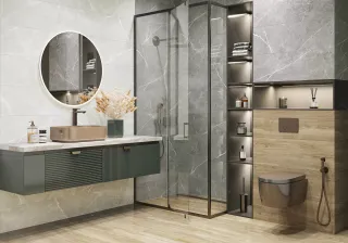 Керамическая плитка Delacora настенная Рокстайл серый / Rockstyle Gray WT93ROK15R 300х900