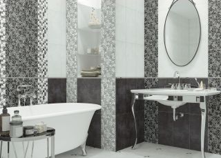 Керамическая плитка настенная AltaCera Антре черный / Antre Black WT9ANR99 249x500х8.5 глянцевая
