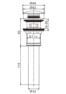 Донный клапан Rose RS12H чёрный Донный клапан Rose RS12H чёрный