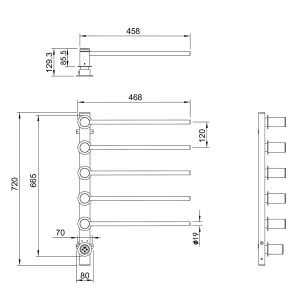 Полотенцесушитель электрический встраиваемый Wonzon & Woghand Hamburg WW-AL315-MB 46x72 см с внутренней частью чёрный матовый