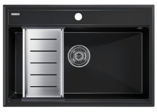 Комплект Paulmark: мойка Stepia 80 и коландер Advance PM117551-BLM+A375-BS чёрный металлик/брашированная нержавеющая сталь Комплект Paulmark: мойка Stepia 80 и коландер Advance PM117551-BLM+A375-BS чёрный металлик/брашированная нержавеющая сталь