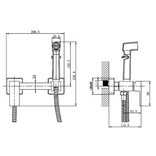 Гигиенический душ со смесителем Azario Seyne AZ-KFX05BN сатин