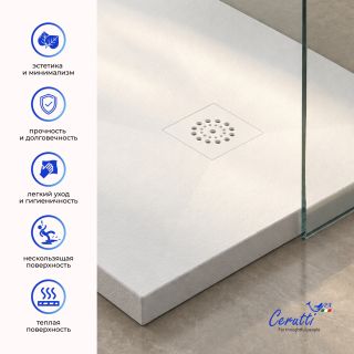 Душевой поддон Ceruttispa  Q9090SSW искусственный камень 90х90 см