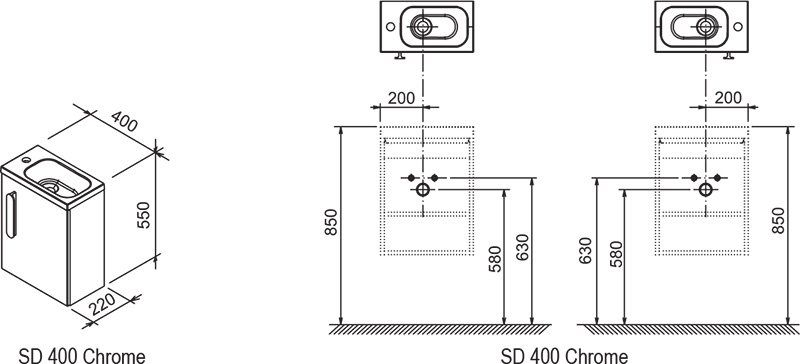 Ravak Тумба под умывальник SD 400 Chrome белая/белая