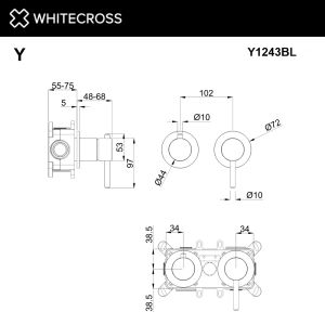 Смеситель скрытого монтажа на 3 потребителя WHITECROSS Y Y1243CR хром