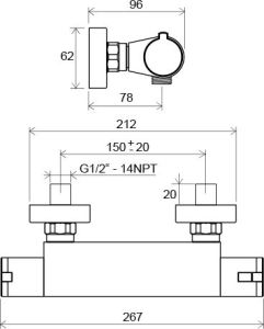 Смеситель Ravak Termo TE 072.00/150 X070051 для душа с термостатом
