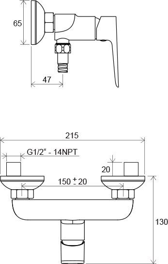 Смеситель Ravak Classic-CL 032.00/150 X070084 для душа