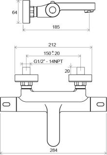 Смеситель Ravak TE 023.00/150 Termo 300 X070097 для ванны с термостатом Смеситель Ravak TE 023.00/150 Termo 300 X070097 для ванны с термостатом