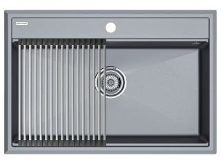 Комплект Paulmark: мойка Stepia 80 и ролл-мат Step PM117551-GRM+R375-BS серый металлик/брашированная нержавеющая сталь Комплект Paulmark: мойка Stepia 80 и ролл-мат Step PM117551-GRM+R375-BS серый металлик/брашированная нержавеющая сталь
