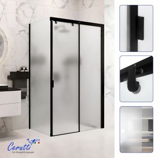 Душевой уголок Ceruttispa MARBELLA120BF R 120x80 см профиль чёрный стекло матовое