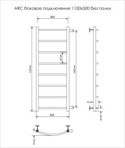 Полотенцесушитель водяной Indigo Arc LASW110-50-б/п-100 110x50 см хром