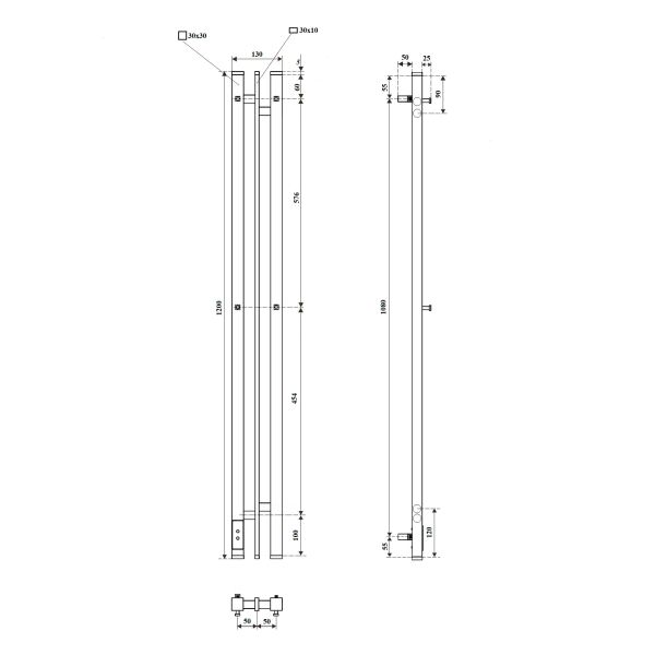 Полотенцесушитель электрический Point Фрея PN20712W П2 100x1200 диммер слева белый