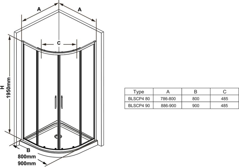 Душевой уголок Ravak BLSCP4-80 X3BM40C00Z1 80x80 профиль Хром стекло Transparent