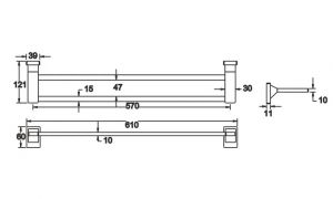 Полотенцедержатель Rose RG1627 61см хром