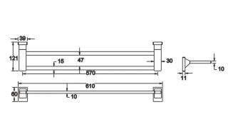Полотенцедержатель Rose RG1627 61см хром Полотенцедержатель Rose RG1627 61см хром