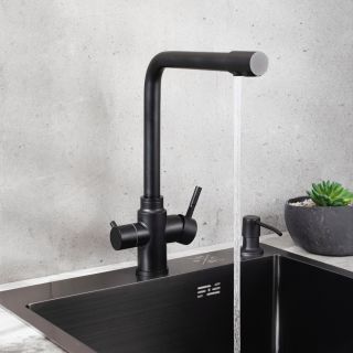 Смеситель для кухни РМС SUS125BL-017F-015 с подключением фильтра чёрный Смеситель для кухни РМС SUS125BL-017F-015 с подключением фильтра чёрный