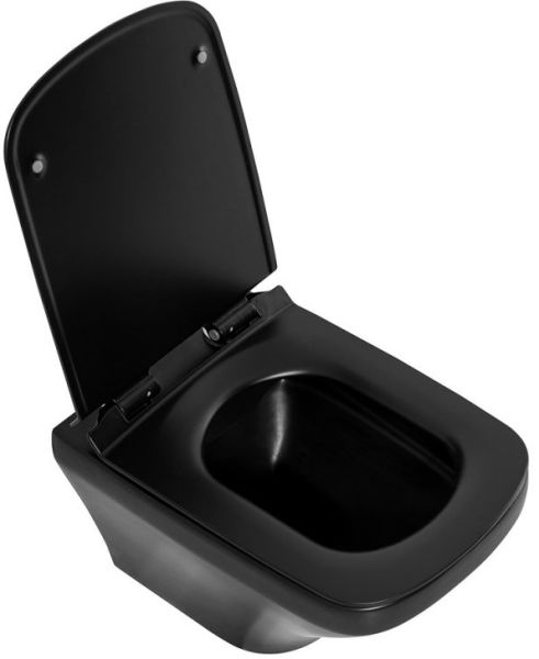 Комплект 4 в 1 BelBagno BB3201CHR-MB/BB3201SC-MB/BB002-80/BB007-PR-NERO.M унитаз подвесной SELA BB3201CHR-MB с сиденьем BB3201SC-MB система инсталляции для унитазов BB002-80 с кнопкой смыва BB007-PR-NERO.M