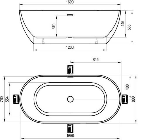 Акриловая ванна Ravak FREEDOM 1690х800 XC00100020 отдельностоящая