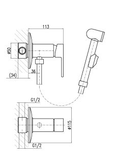 Гигиенический душ со смесителем Rav Slezak Vltava VT447/1CMAT черный Гигиенический душ со смесителем Rav Slezak Vltava VT447/1CMAT черный