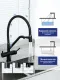 Смесители для кухни Gappo G4398-86 под фильтр с гибким изливом чёрный