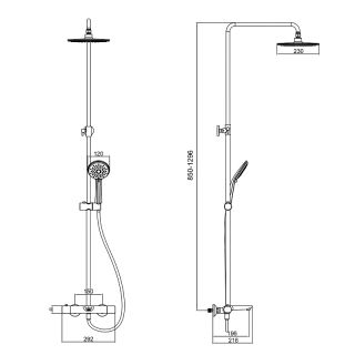 Душевая стойка Azario Galaxy AZ-67B47EV1-1DC1J19A-ZH3394A-HB1153C с термостатом хром