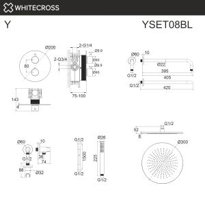 Душевой комплект термостатический WHITECROSS Y YSET08CR хром