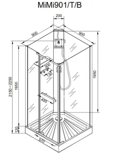 Душевая кабина Ceruttispa Мими (Mimi) 90T 90x90 см профиль хром стекло прозрачное