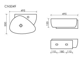 Раковина подвесная Ceramicanova Элемент (Element) CN5049 50 см белый