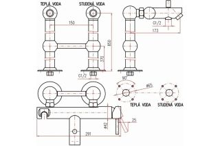 Смеситель для ванны Rav Slezak Seina SE950.5/2SM бронза
