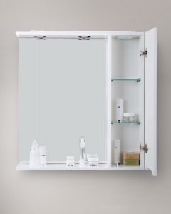Зеркальный шкаф BelBagno с подсветкой правосторонний 90x75см Bianco Lucido MARINO-SPC-900/750-1A-BL-P-R