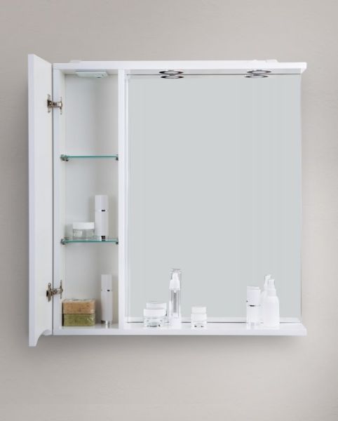 Зеркальный шкаф BelBagno с подсветкой левосторонний 70x75см Bianco Lucido MARINO-SPC-700/750-1A-BL-P-L Зеркальный шкаф BelBagno с подсветкой левосторонний 70x75см Bianco Lucido MARINO-SPC-700/750-1A-BL-P-L