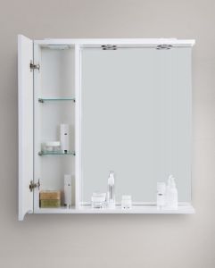 Зеркальный шкаф BelBagno с подсветкой левосторонний 90x75см Bianco Lucido MARINO-SPC-900/750-1A-BL-P-L